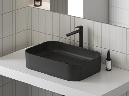 Ravak Eleganta álló mosdócsaptelep 335 mm leeresztő nélkül EL 015.20BLM, matt fekete