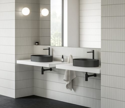 Ravak Eleganta álló mosdócsaptelep 335 mm leeresztő nélkül EL 015.20BLM, matt fekete