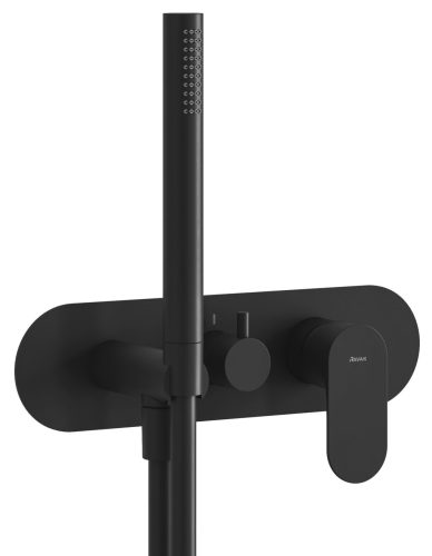 Ravak Eleganta falba süllyesztett csaptelep szettel, háromutas, belső egység nélkül EL 068.20BLM.O3.RB07D.+S, matt fekete