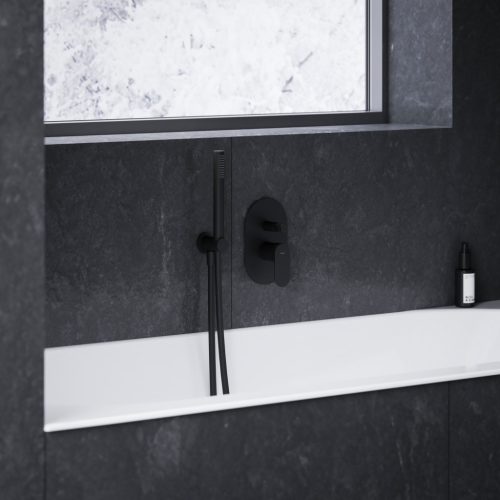 Ravak Eleganta falba süllyesztet csaptelep, automatikus, kétutas, belső egységgel EL 061.20BLM.O2, matt fekete