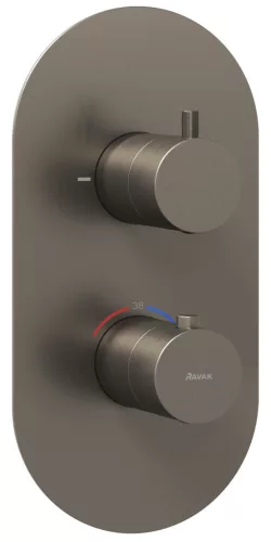 Ravak Espirit falba süllyesztett termosztátos csaptelep, kétutas, beslő egység nélkül ES 063.20GB.O2.RB07C, grafit