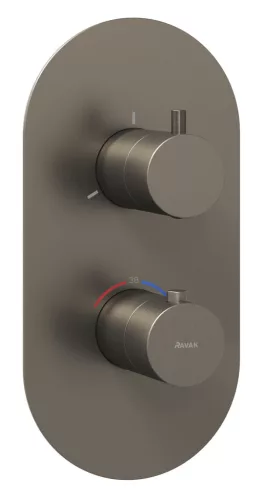 Ravak Espirit termosztátos falba süllyesztett csaptelep, háromutas, belső egység nélkül ES 067.20GB.O3.RB07C, grafit