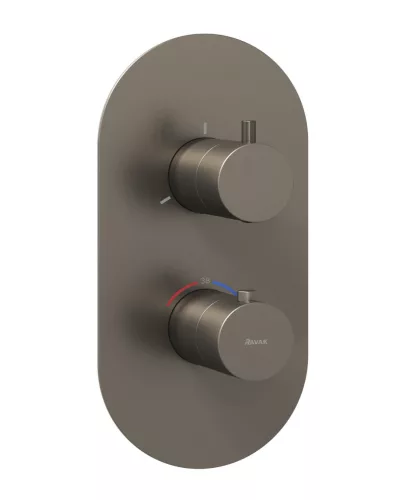 Ravak Espirit termosztátos falba süllyesztett csaptelep, háromutas, belső egység nélkül ES 067.20GB.O3.RB07C, grafit