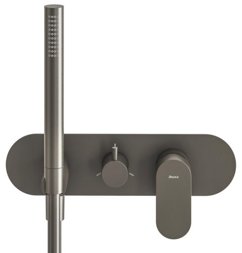 Ravak Eleganta falba süllyesztett csaptelep szettel, háromutas, belső egység nélkül EL 068.20GB.O3.RB07D.+S, grafit