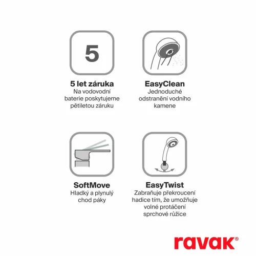 Ravak Eleganta falba süllyesztett csaptelep szettel, háromutas, belső egység nélkül EL 068.20GB.O3.RB07D.+S, grafit