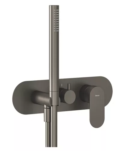 Ravak Eleganta falba süllyesztett csaptelep szettel, háromutas, belső egység nélkül EL 068.20GB.O3.RB07D.+S, grafit