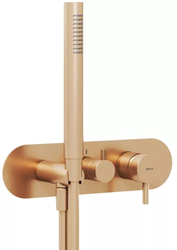 Ravak Espirit falba süllyesztett csaptelep szettel, háromutas, belső egység nélkül ES 068.60RGB.O3.RB07D.+S, rose gold