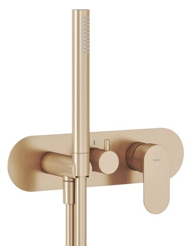 Ravak Elaganta falba süllyesztett csaptelep szettel, háromutas, belső egység nélkül EL 068.60RGB.O3.RB07D.+S, rose gold