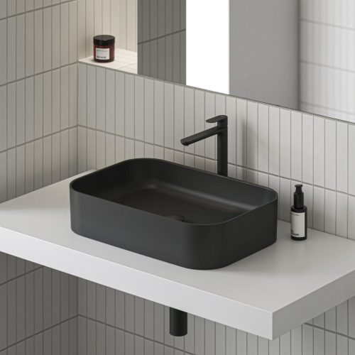 Ravak Eleganta álló mosdócsaptelep BeCool 335 mm leeresztő nélkül EL 015.21BLM, matt fekete