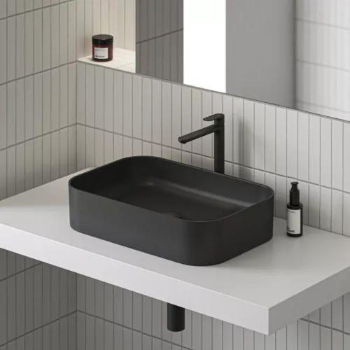 Ravak Eleganta álló mosdócsaptelep BeCool 335 mm leeresztő nélkül EL 015.21BLM, matt fekete