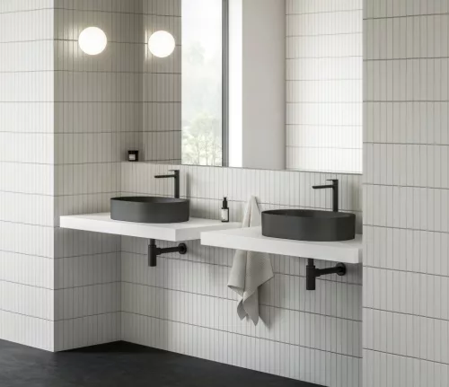 Ravak Eleganta álló mosdócsaptelep BeCool 335 mm leeresztő nélkül EL 015.21BLM, matt fekete