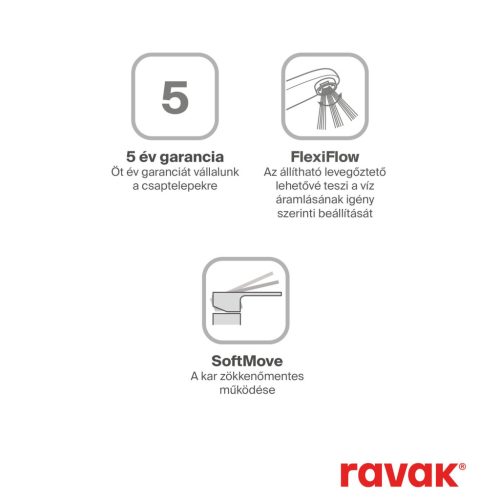 Ravak Chrome mosdócsaptelep 180 mm lefolyó nélkül CR 014.20BL, fekete