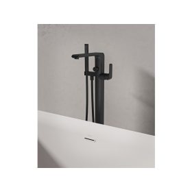   Ravak Flat padlón álló kádcsaptelep szettel FL 080.20BLM.RB07A, matt fekete