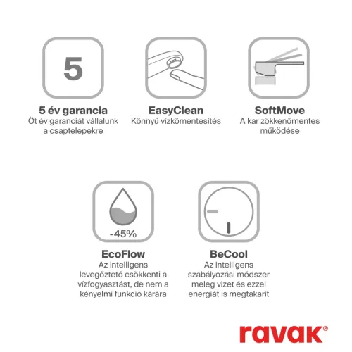 Ravak Chrome II mosdócsaptelep BeCool 300 mm lefolyó nélkül CR II 015.21BL, fekete