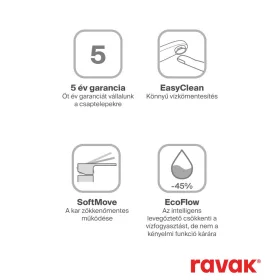   Ravak Chrome II álló mosdócsaptelep bidézuhannyal 175 mm, leeresztő nélkül CR II 112.20BL, fekete