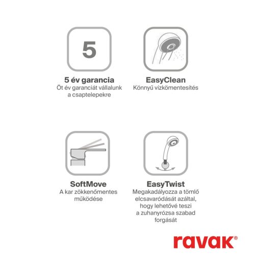 Ravak Chrome II padlón álló csaptelep zuhanyszettel (R-box nélkül), fekete CR II 080.20BL.RB07A