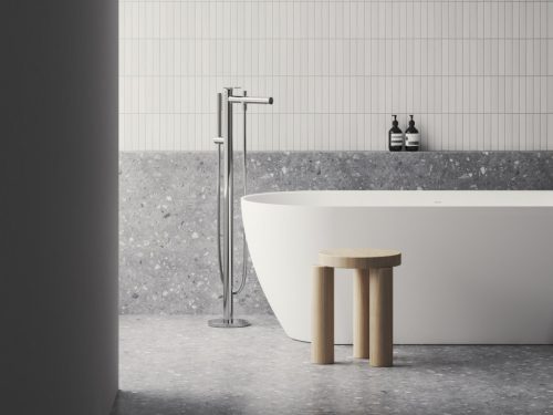 Ravak Spring padlón álló kádcsaptelep test nélkül, zuhanyszettel, króm SG 080.00CR.RB07A