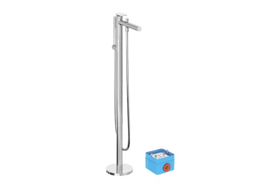 Ravak Spring padlón álló kádcsaptelep test nélkül, zuhanyszettel, króm SG 080.00CR.RB07A
