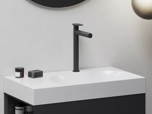 Ravak Spring mosdócsaptelep álló 315 mm, leeresztő nélkül, matt fekete SG 015.20BLM