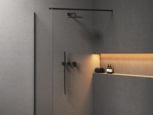 Ravak Spring 2-utas falba süllyesztett csaptelep testtel, zuhanyszettel, matt fekete SG 065.20BLM.O2.+S