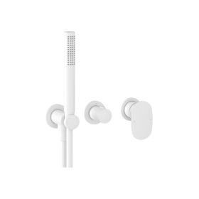   Ravak Spring 2-utas falba süllyesztett csaptelep testtel, zuhanyszettel, matt fehér SG 065.10WHM.O2.+S