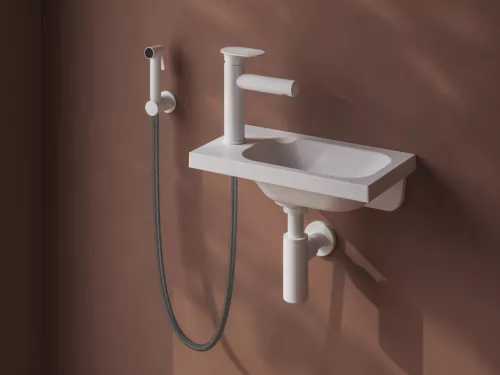 Ravak Spring álló mosdócsaptelep bidézuhannyal 190 mm, leeresztő nélkül SG 112.10WHM, matt fehér