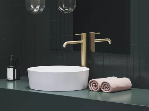 Ravak Espirit álló mosdócsaptelep 340 mm leeresztő nélkül ES 015.60GLB, gold