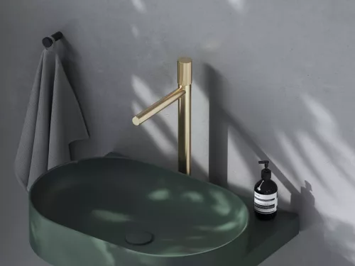 Revers álló mosdócsaptelep 375 mm leeresztő nélkül RV 015.60CH, champagne