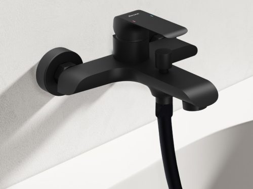 Ravak Flat fali kádcsaptelep szettel, matt fekete FL 022.20BLM+S