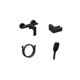   Ravak Flat Fali zuhanycsaptelep szettel, matt fekete FL 032.20BLM+S
