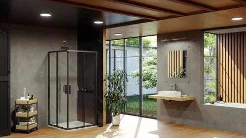 Ravak Blix Slim BLSRV2 90x90 zuhanykabin fekete+transparent