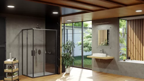 Ravak Blix Slim BLSRV2K-90 zuhanykabin fekete+transparent (1 oldal)