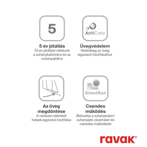 Ravak Blix Slim BLSCP4 90x90 zuhanykabin krómhatású+transparent