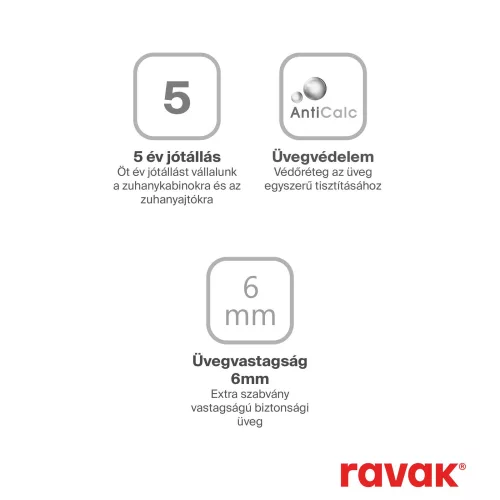 Ravak COOL! COPS-100 fix oldalfal fekete+transparent