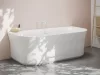 Ravak Ypsilon Wall 178x86 akrilkád, fehér, szabadonálló, fehér/fekete/króm lefolyó