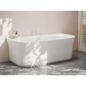   Ravak Ypsilon Wall 178x86 akrilkád, fehér, szabadonálló, fehér/fekete/króm lefolyó