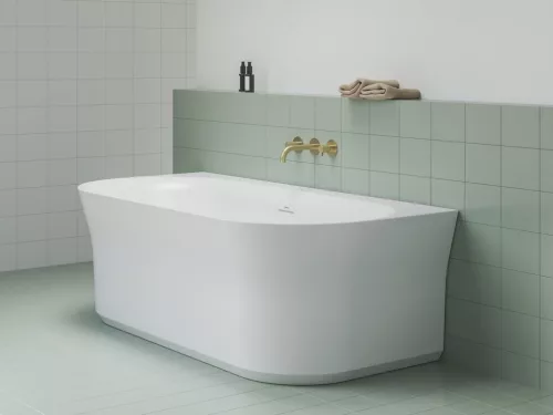 Ravak Ypsilon Wall 178x86 akrilkád, fehér, szabadonálló, fehér/fekete/króm lefolyó