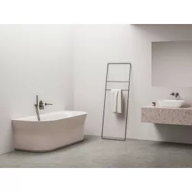   Ravak Ypsilon Wall 178x86, akrilkád, Alabaster Pink/fehér, szabadonálló, fehér/fekete/króm lefolyó