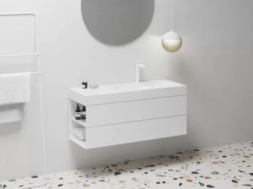 Ravak Lite 120/80 mosdó bal fehér, túlfolyó nélkül, csaptelep furattal