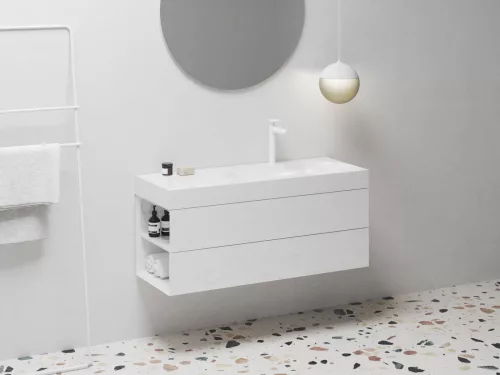 Ravak Lite 120/80 mosdó bal fehér, túlfolyó nélkül, csaptelep furattal