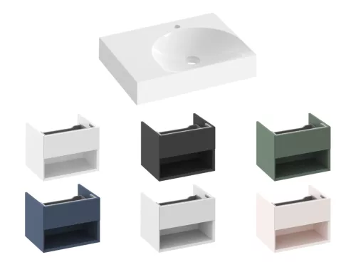 Ravak Lite 60/45 mosdó bal fehér, túlfolyó nélkül, csaptelep furattal