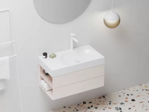 Ravak Lite 80/60 mosdó bal fehér, túlfolyó nélkül, csaptelep furattal