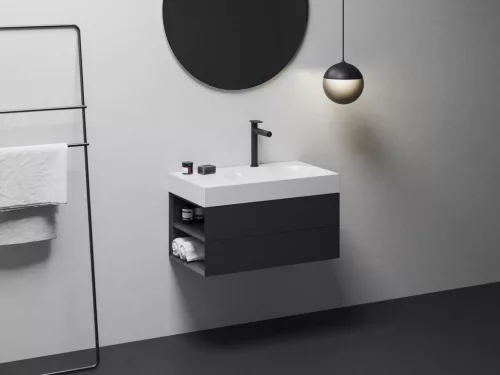 Ravak Lite 80/60 mosdó bal fehér, túlfolyó nélkül, csaptelep furattal