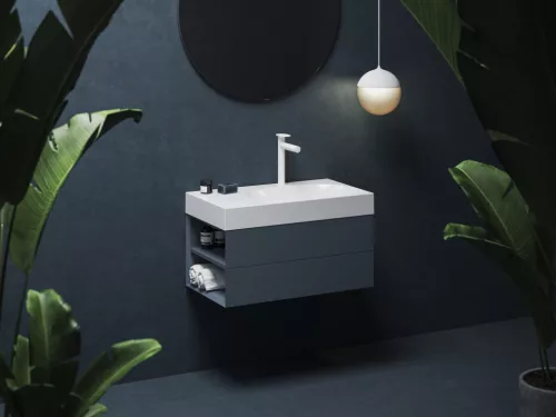 Ravak Lite 80/60 mosdó bal fehér, túlfolyó nélkül, csaptelep furattal