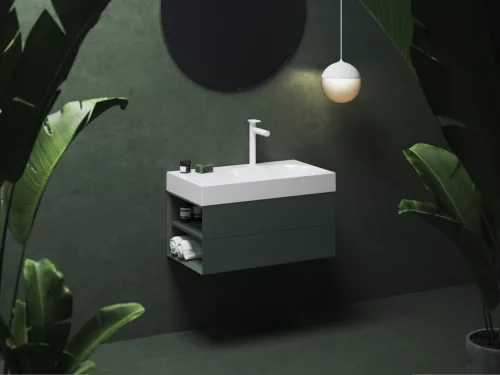 Ravak Lite 80/60 mosdó bal fehér, túlfolyó nélkül, csaptelep furattal