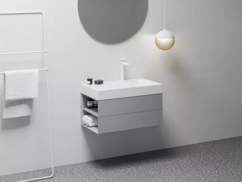 Ravak Lite 80/60 mosdó bal fehér, túlfolyó nélkül, csaptelep furattal