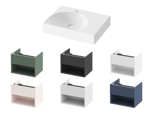 Ravak Lite 60/45 mosdó jobb fehér, túlfolyó nélkül, csaptelep furattal