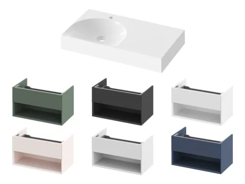 Ravak Lite 80/45 mosdó jobb fehér, túlfolyó nélkül, csaptelep furattal