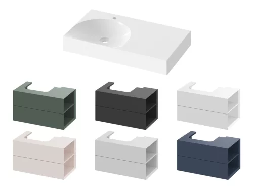 Ravak Lite 80/45 mosdó jobb fehér, túlfolyó nélkül, csaptelep furattal