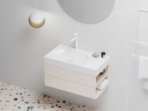 Ravak Lite 80/60 mosdó jobb fehér, túlfolyó nélkül, csaptelep furattal